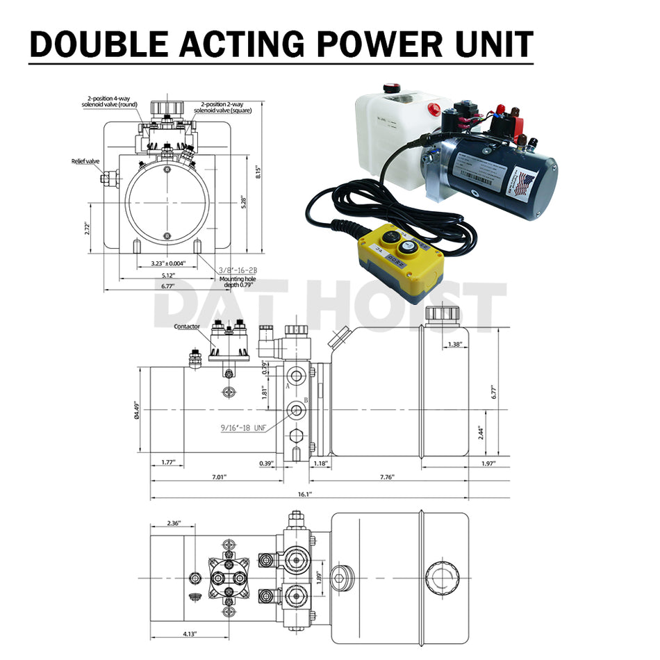 12V DC Electric Double Action Hydraulic Power Unit Dump Body Pump 3200 PSI