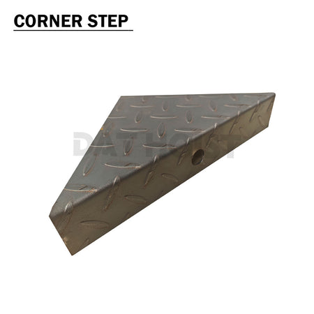 9" Trailer Tread Plate Corner Step (Pair) with 3/4" LED Light Hole