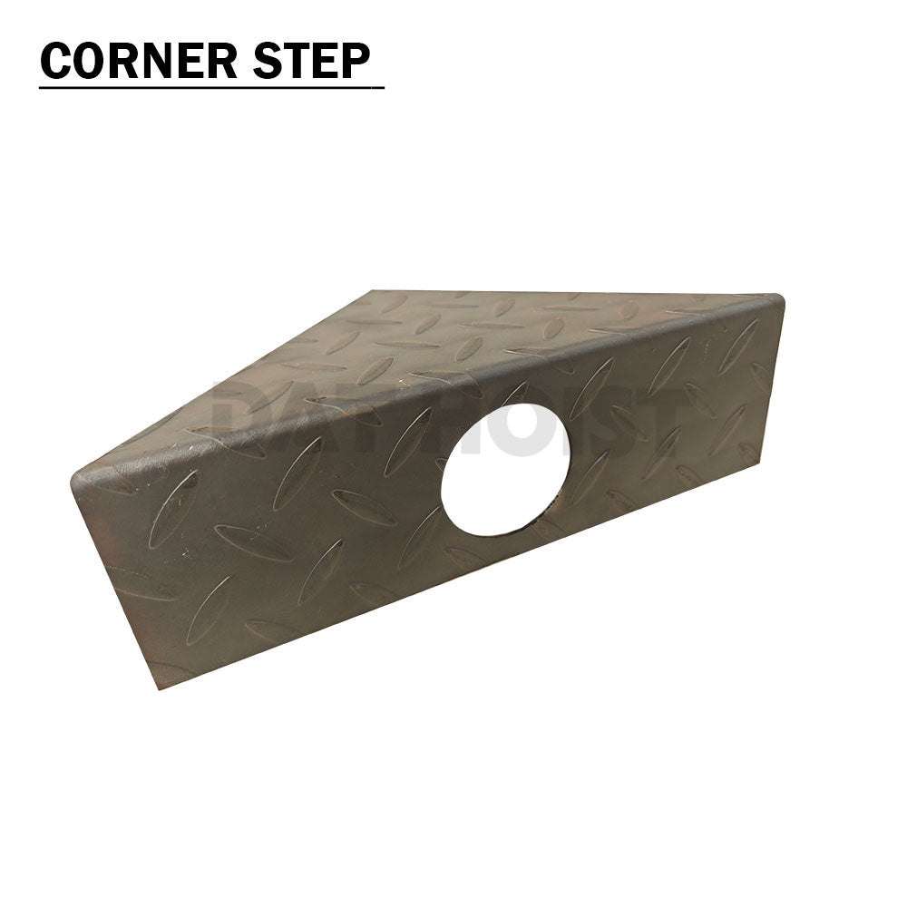 9“ Trailer Tread Plate Corner Step (Pair) with 2” LED Light Hole