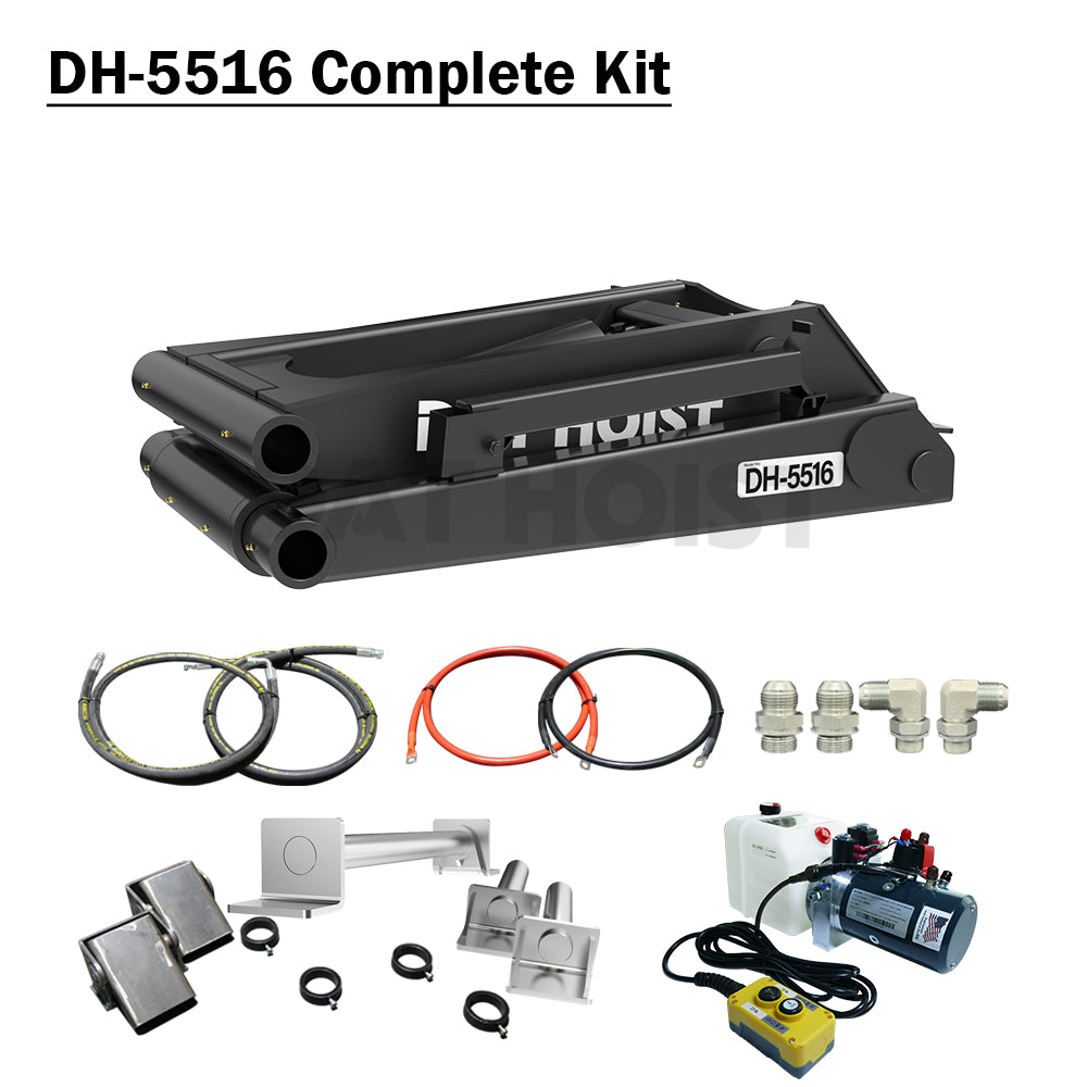 14 Ton Hydraulic Scissor Hoist kit （Dual Cylinder）for 10–14' Dump Body | DH-5516