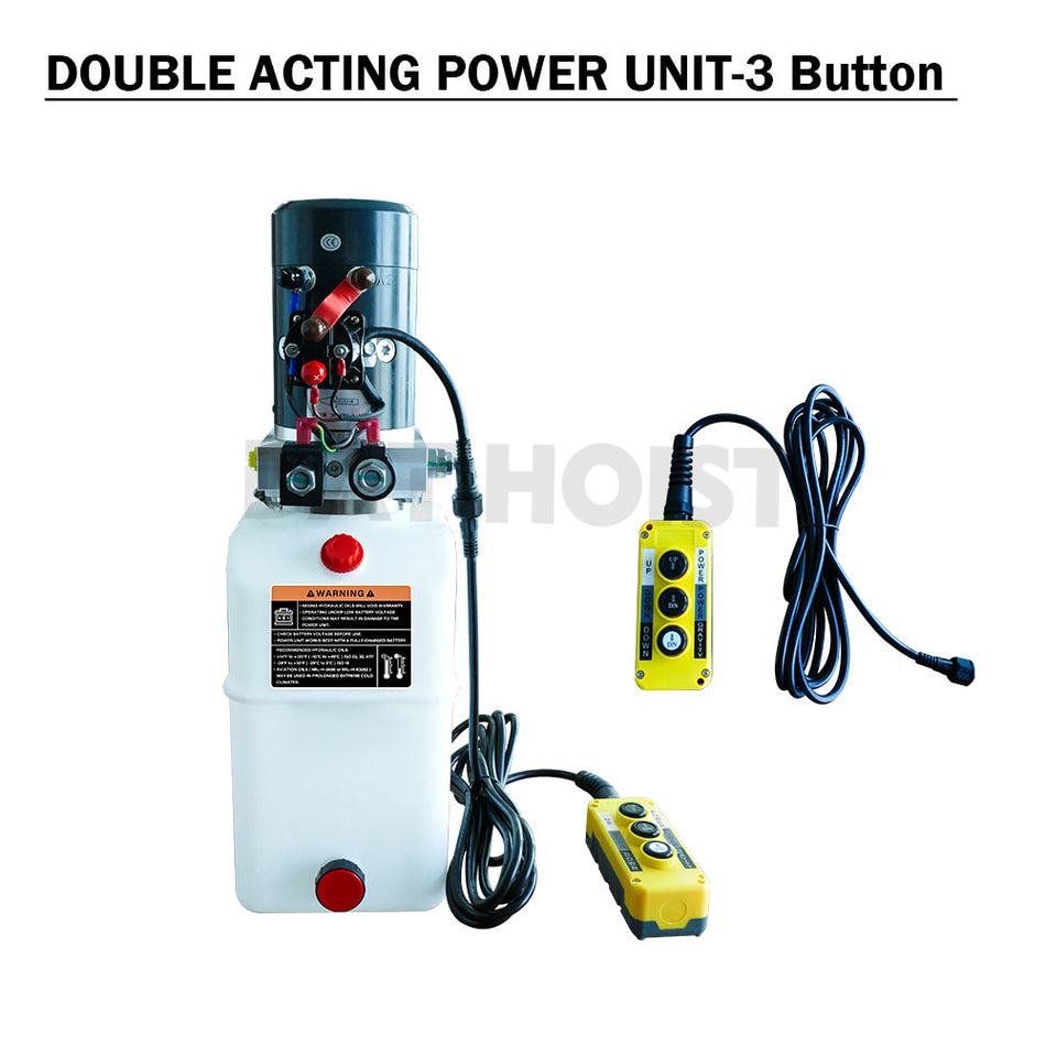 12V Hydraulic Pump Double Acting 8L Reservoir with 3 Button Control – 12 Volt Electric Hydraulic Pump