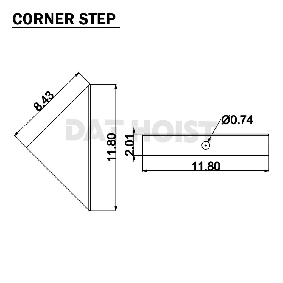 9“ Trailer Tread Plate Corner Step (Pair) with 3/4” LED Light Hole