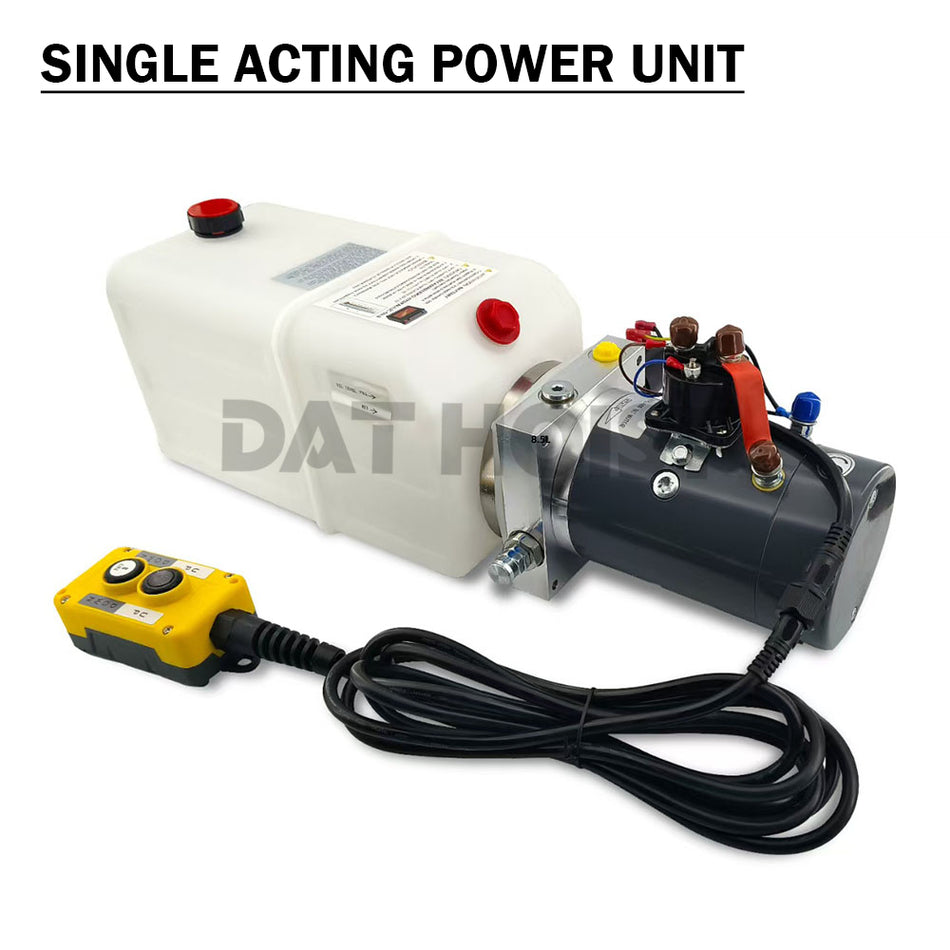 12V 1.6kw Single Acting Hydraulic Power Unit with 6L Reservoir