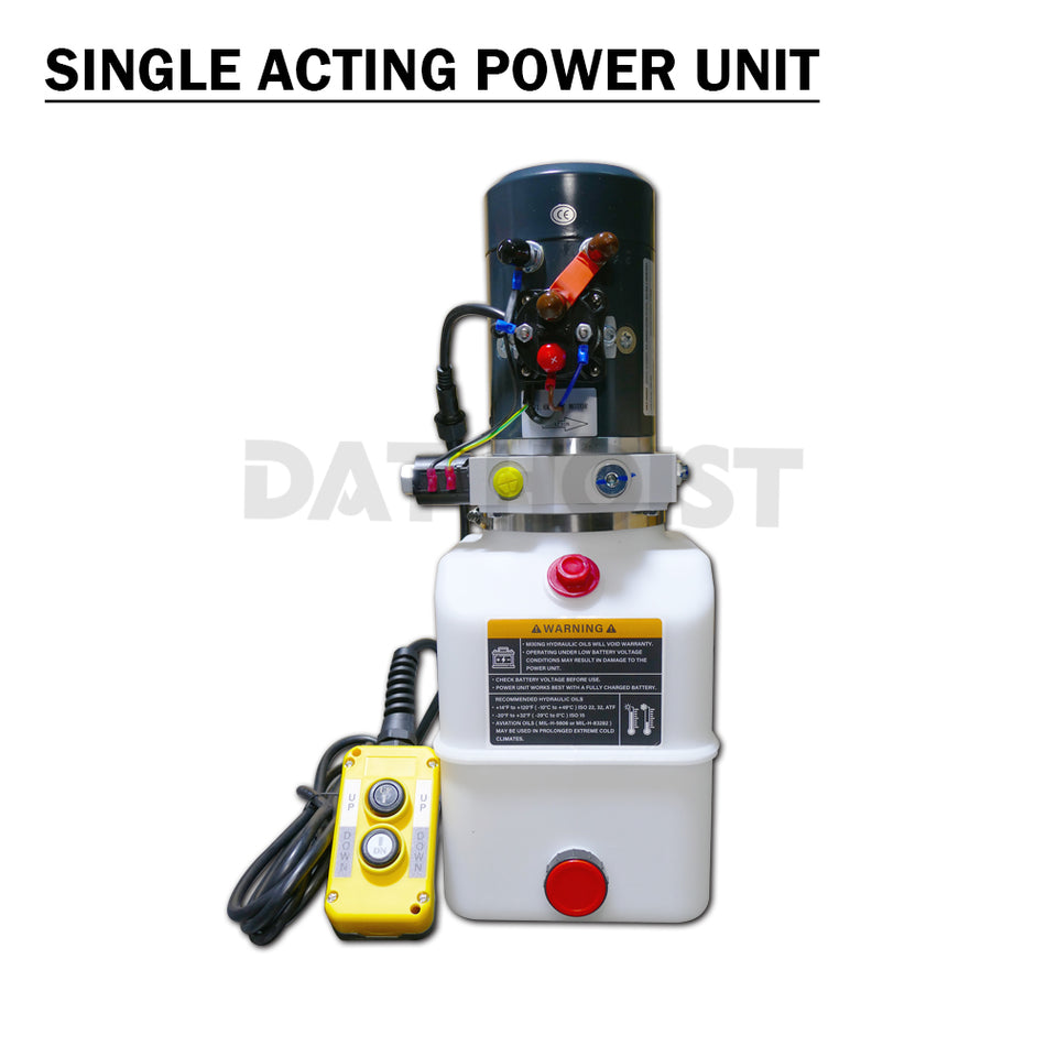 12V 1.6kw Single Acting Hydraulic Power Unit with 6L Reservoir