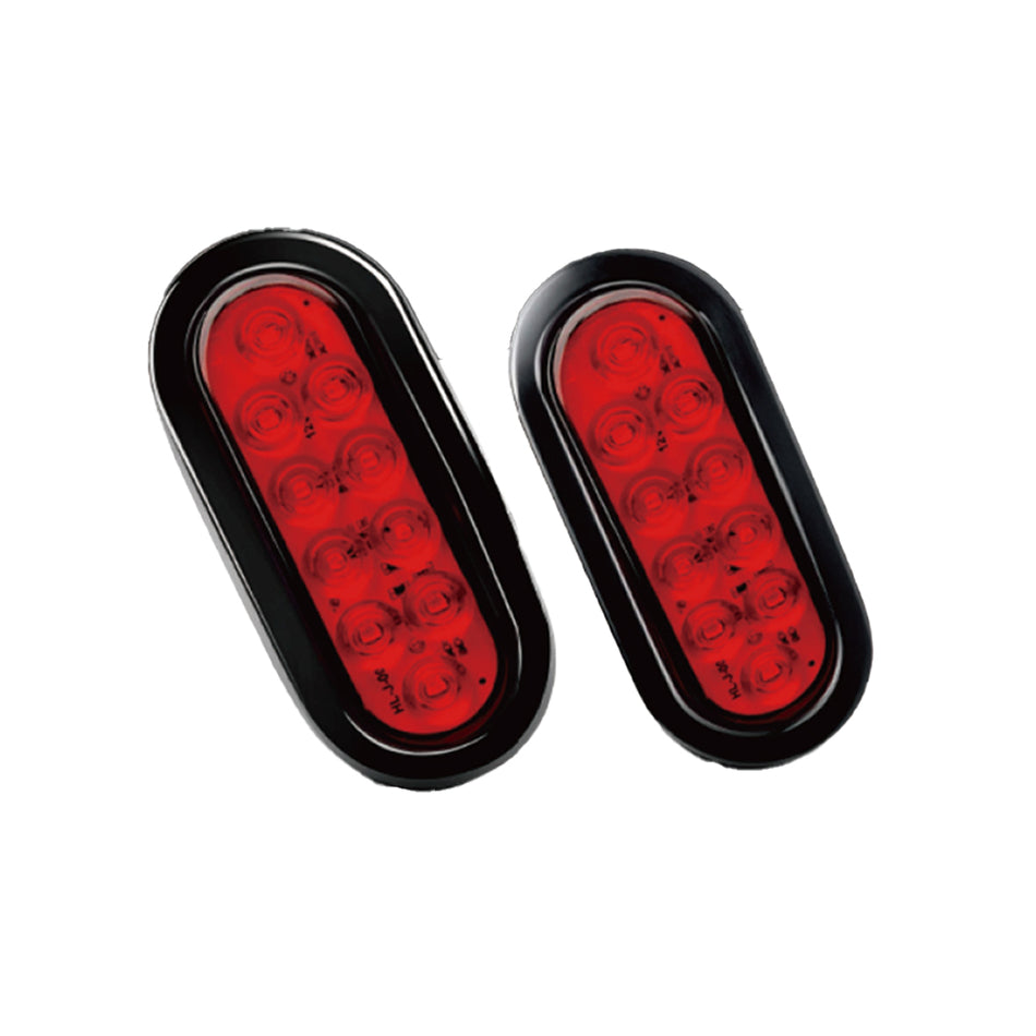 6" Oval Red LED Trailer Tail Light – 10 Diodes with Plug | 12V