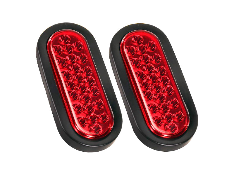 6" Oval Red LED Trailer Tail Light – 24 Diodes with Plug | 12V