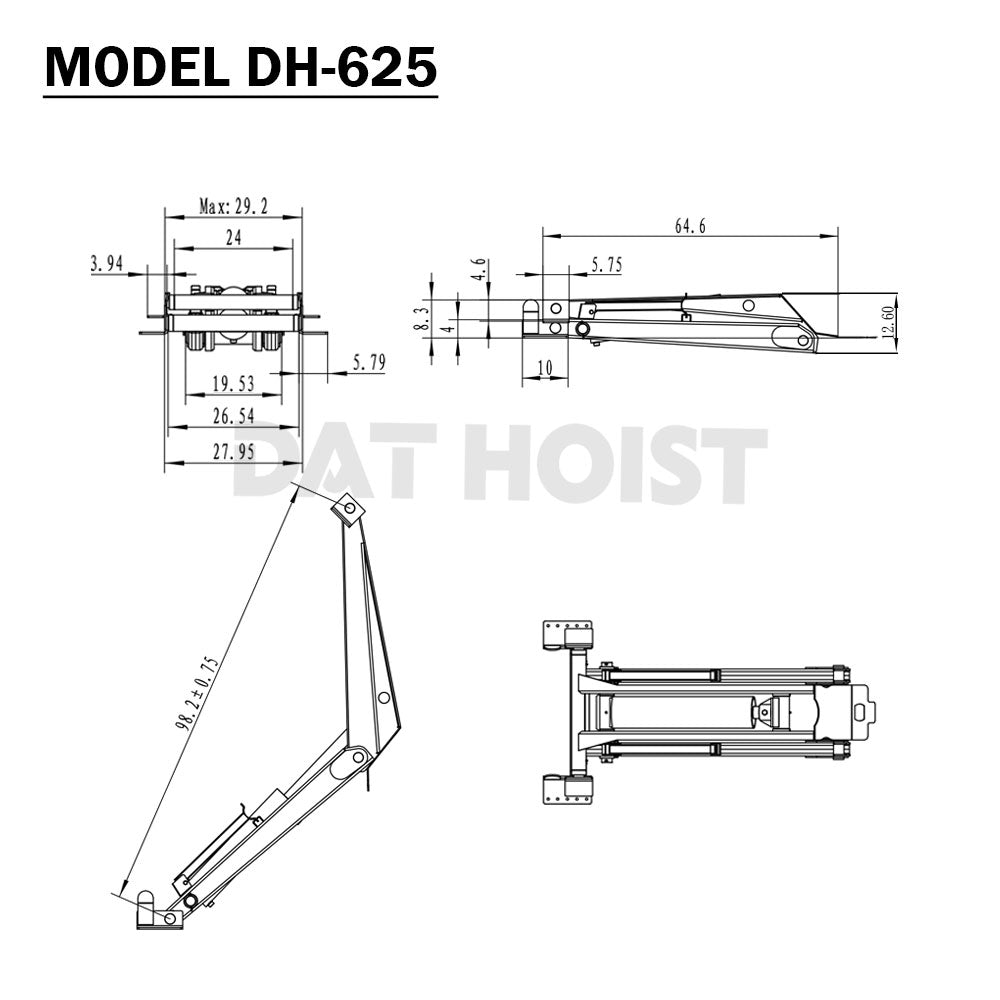 12 Ton Hydraulic Scissor Hoist Kit for 16–20' Dump Body | DH-625