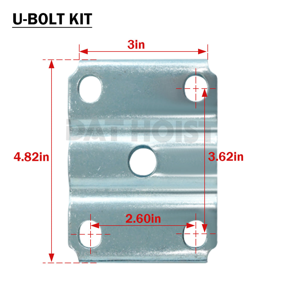 5200 - 7000 lb 1/2" U-Bolt Kit for 3" Tube Trailer Axles