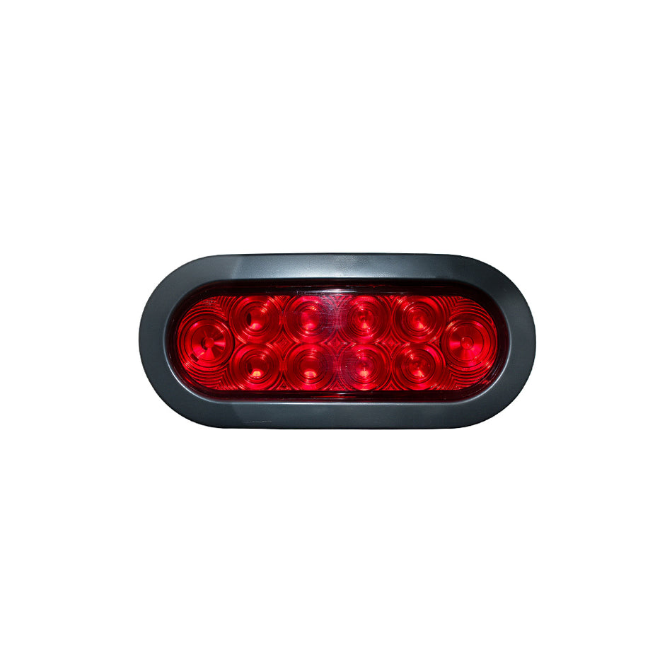 6" Oval Red LED Trailer Tail Light – 10 Diodes with Plug | 12V