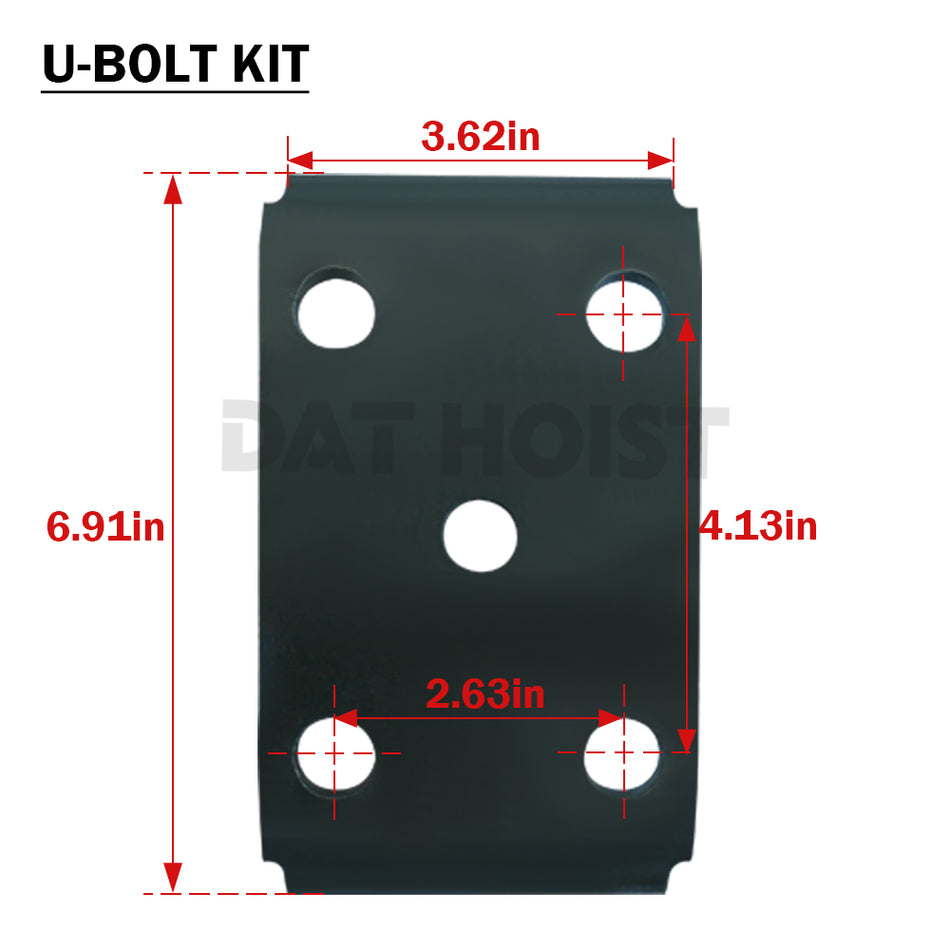 8000 lb 9/16" U-Bolt Kit for 3 1/2" Tube Trailer Axles