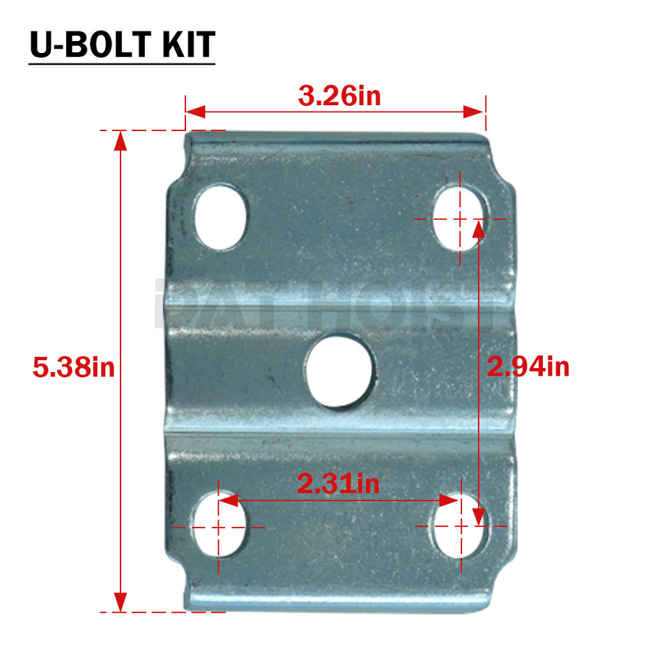 3500 lb 1/2" U-Bolt Kit for 2 3/8" Tube Trailer Axles
