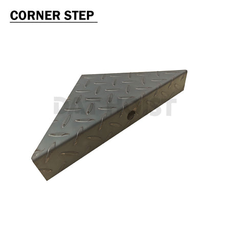 10“ Trailer Tread Plate Corner Step with 3/4” LED Light Hole