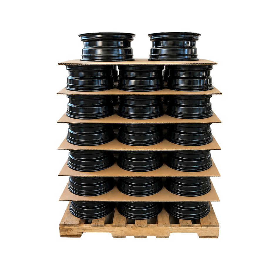 40-Pack Full Pallet 15×5J Gloss Black Trailer Rim | 5-Lug 5-114.3 | DOT