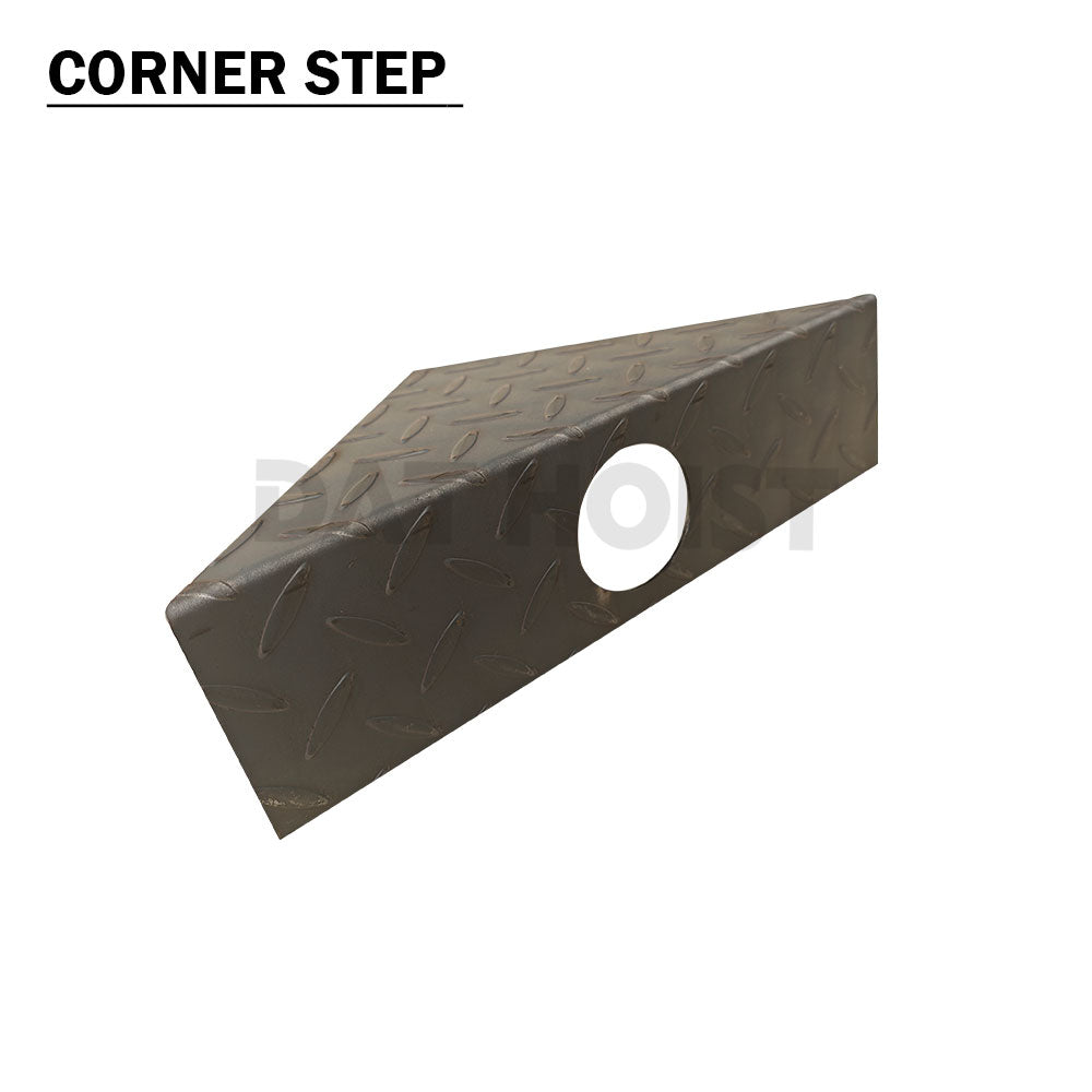 10“ Trailer Tread Plate Corner Step (Pair) with 2” LED Light Hole