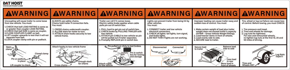 Decal, Multi-Panel Trailer Safety Warning Decal