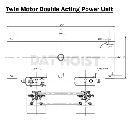 12V Double Acting Hydraulic Power Unit – Twin Motor 4KW 6 Gallon Steel Tank
