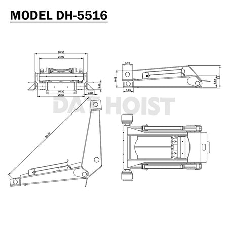 14 Ton Hydraulic Scissor Hoist kit （Dual Cylinder）for 10–14' Dump Body | DH-5516